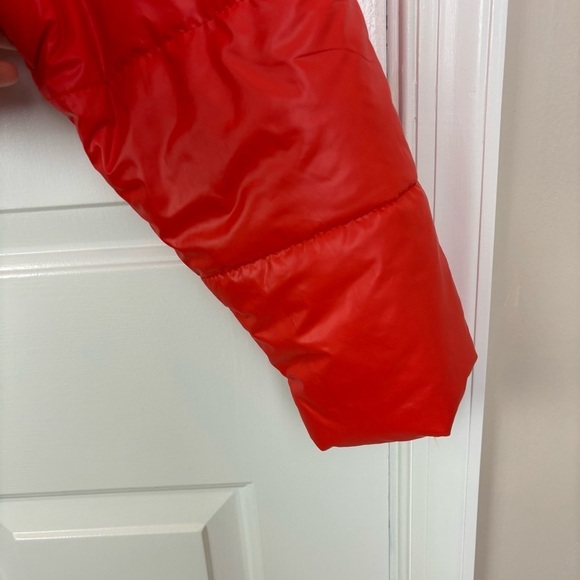 Naked Wardrobe Cropped Puffer Orange Jacket Size Medium - Picture 10 of 11